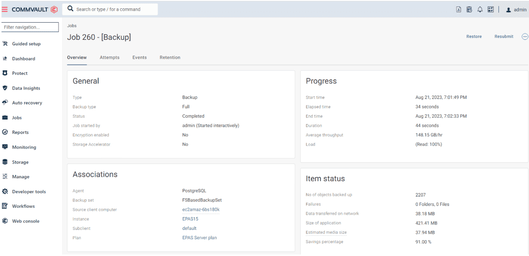 FSBased Backup Job Details