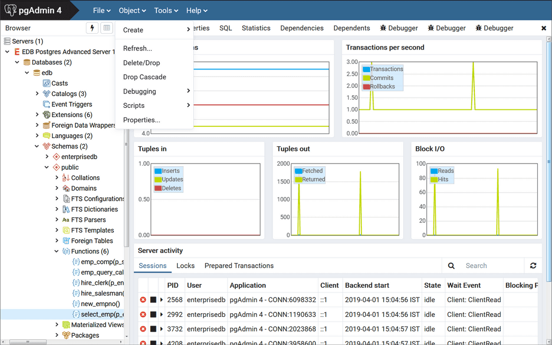 Starting the Debugger from the Object menu